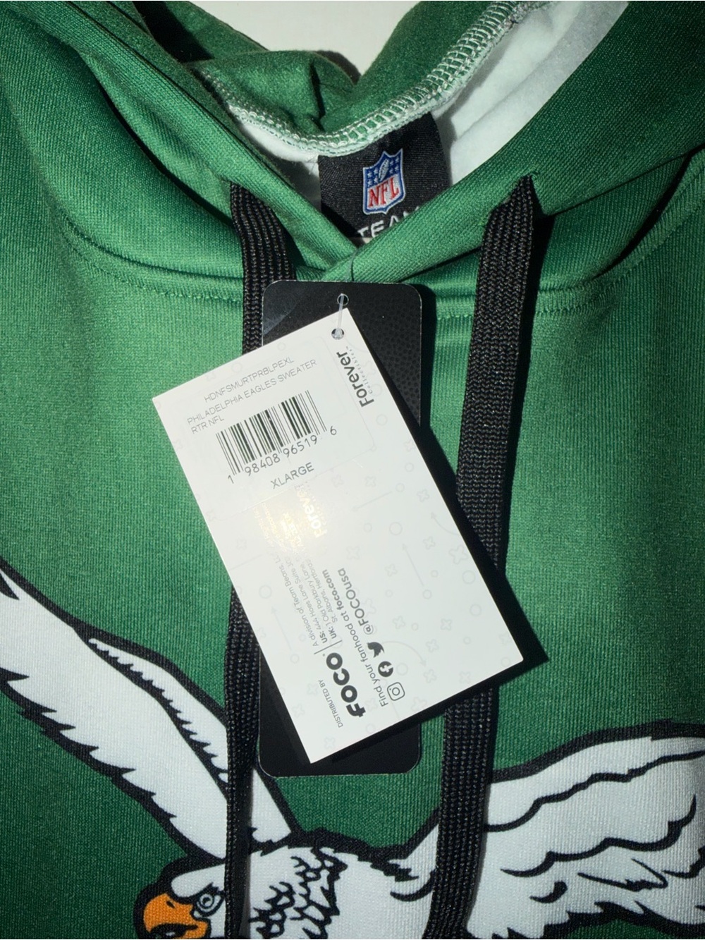Eagles Green Pullover Hoodie with Eagle Graphic - Picture 2 of 5
